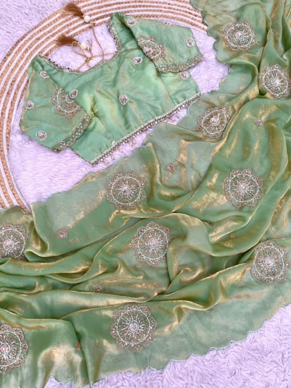 Maggam work party wear saree